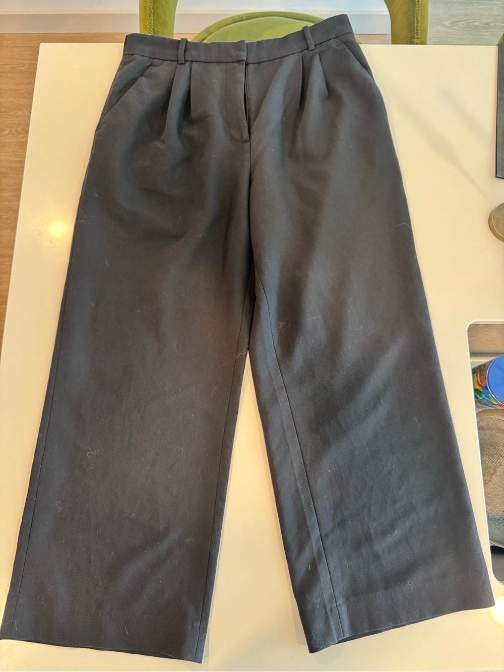 Abercrombie & Fitch Black 14s Pleated Wide-Leg Trousers
